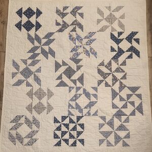 Blue and White Patchwork Quilt